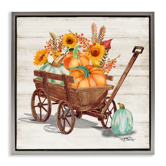Stupell Industries Pumpkin Farm Harvest Wagon Floater Framed Art